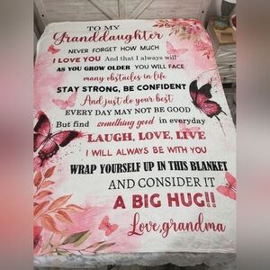 1757- To My Granddaughter Motivational Throw Blanket NWT